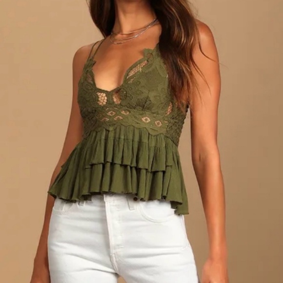 Free People Tops - Free People Adella Cami NWT in Olive Sparrow